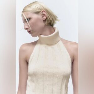 Zara Cream Chenille Halter Top